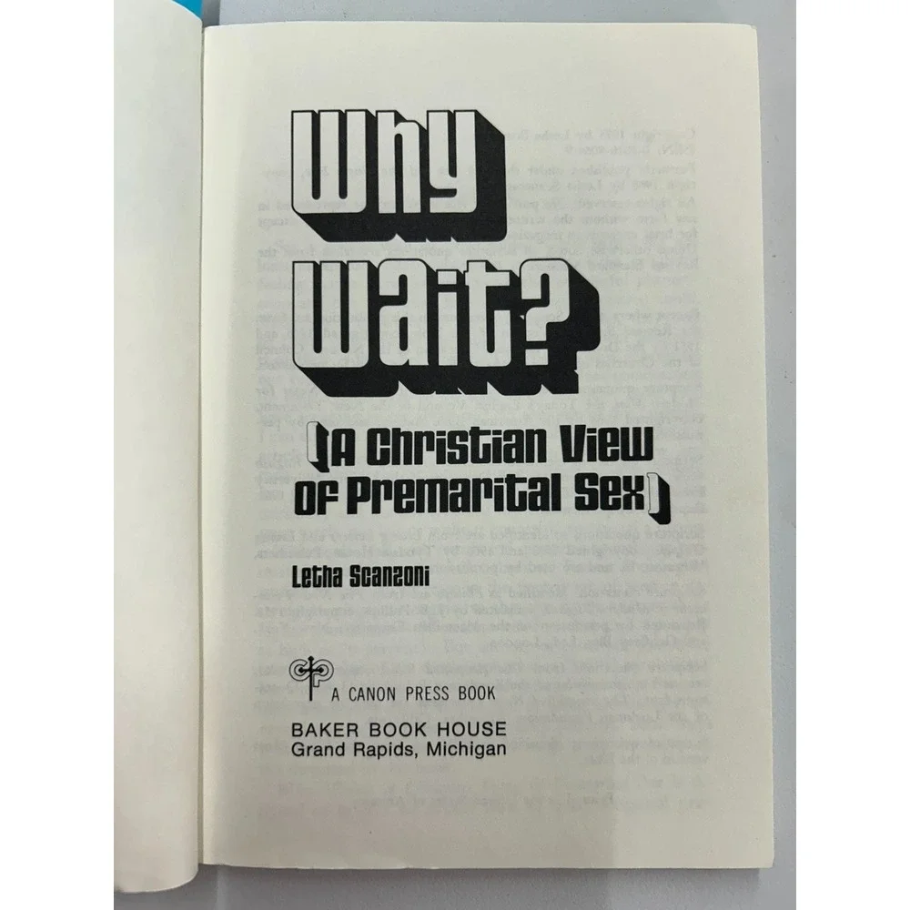 Why Wait? Letha Scanzoni‎ 1975 Christian View Premarital Sex Baker Book House